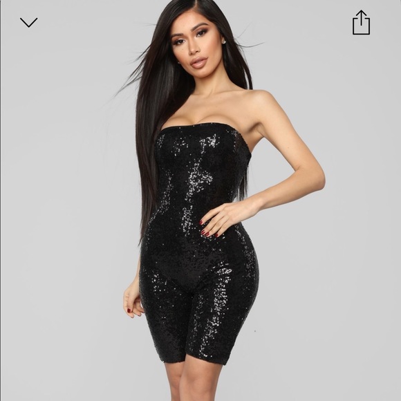 Fashion Nova Pants - Black Sequin Romper